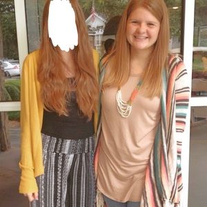 Striped, hooded cardigan